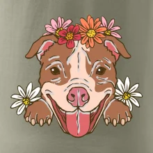 Americký stafordšírsky teriér hlava s kvetinami