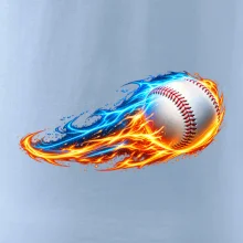 Letící baseballový míček v plamenech
