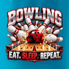 Bowlingová guľa a kolky eat sleep repeat