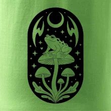 Goblincore čiernobiela oválna žaba