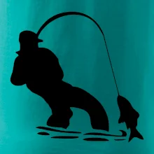 Rybár ťahajúce rybu