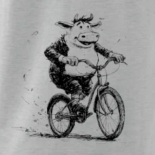 Tučná krava na bicykli