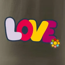 Love nápis s kvetinou