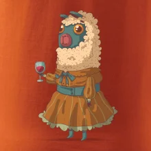 Alpaka s vínom žena