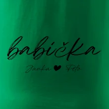 Babička Tričko s menami detí písacie písmo