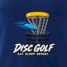 Discgolfový kôš s letiacim diskom eat sleep repeat