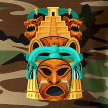 Mayová maska s pyramídou Mayová maska s pyramídou