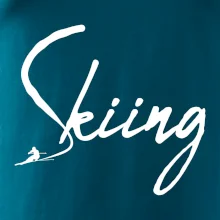 Skiing nápis lyžiar Skiing nápis lyžiar
