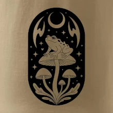 Goblincore čiernobiela oválna žaba