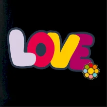 Love nápis s kvetinou