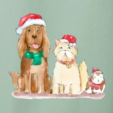 Veselé vianoce - pes, škrečok a mačka