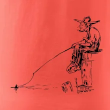 Kreslený rybár na pni