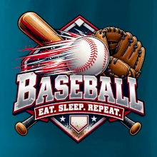 Baseballová pálka s rukavicou eat sleep repeat