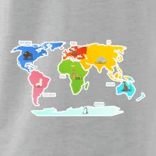 Svetové kontinenty s názvami a zvieratkami