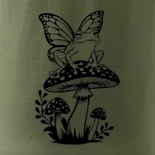 Goblincore čierna huba so žabou