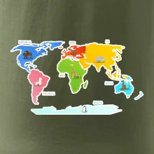 Svetové kontinenty s názvami a zvieratkami