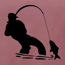 Rybár ťahajúce rybu