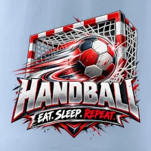 Hádzanárska lopta v bránke eat sleep repeat