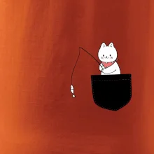 Mačka s rybou vo vrecku