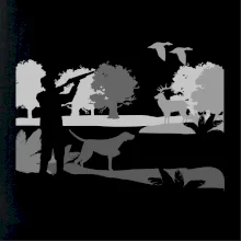 Lovec a stavač v lese