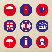 Anglicko symboly v kruhoch