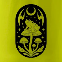 Goblincore čiernobiela oválna žaba