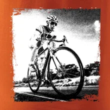 Cyklista čiernobiela cesta