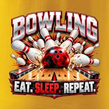 Bowlingová guľa a kolky eat sleep repeat