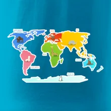 Svetové kontinenty s názvami a zvieratkami