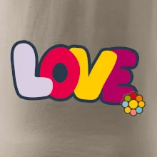 Love nápis s kvetinou