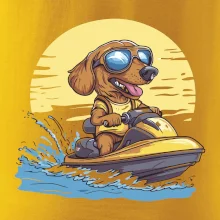 Jazvečík na vodnom skútri