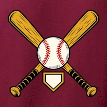 Zkřížené baseballové pálky a míček