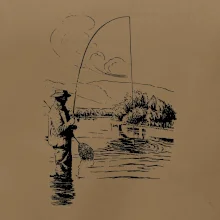 Kreslený rybár s podberákom