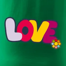 Love nápis s kvetinou