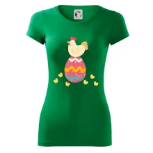 Sliepka sediaca na veľkonočnom vajci