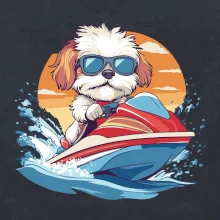 Bišónik na vodnom skútri