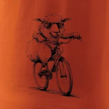 Ovce s okuliarmi na bicykli