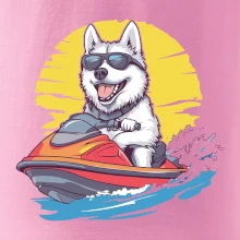 Husky na vodnom skútri