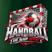 Hádzanárska lopta v bránke eat sleep repeat