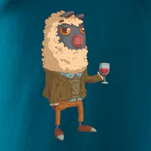 Alpaka s vínom muž