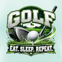 Golfová palica s loptičkou eat sleep repeat