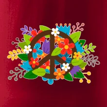 Peace symbol prerastený kvetinami