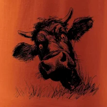 Čiernobiela karikatúra čierna krava hlava