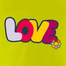 Love nápis s kvetinou