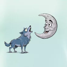 Parové tričko - Vlk a mesiac