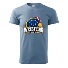 Zápasnická žíněnka se zlatou medailí eat sleep wrestling  repeat