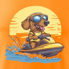 Jazvečík na vodnom skútri