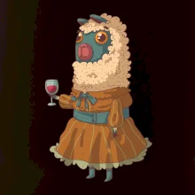 Alpaka s vínom žena