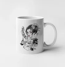 Japonsko - žena s červenými ústami Japonsko - žena s červenými ústami