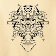 Steampunk sova čiernobiela